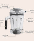 48 Ounce Aer Disc Blender Container With Self Detect Tech Tamper Low Profile And BPA Free Dishwasher Safe for full size blenders