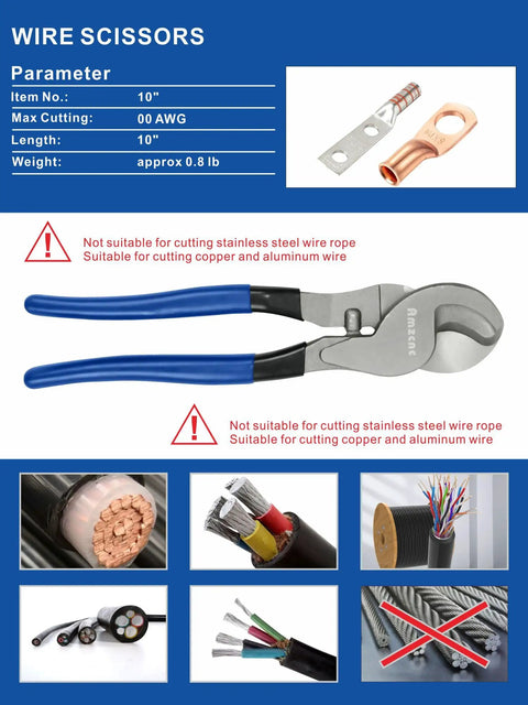 Heavy Duty Hydraulic Crimping Tool And Cable Cutter Set 10 Ton Power Crimper with wire scissors and copper wire
