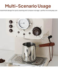Turkish Warmer Coffee Pot Frothing Pitcher 1000ml Stainless Steel Milk Warmer on espresso machine with wooden handle.