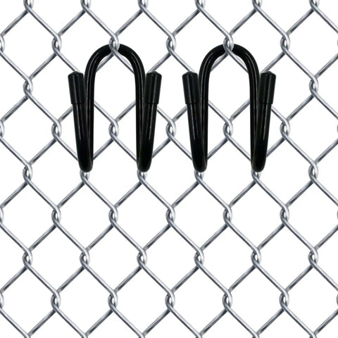 Two Expandable Chain Link Fence Hangers For Holding Poles, Brushes, Leaf Rakes And Light Gear Up To 4 Lb, Adjustable, Secure Grip