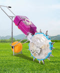 Hand Push Garden Seeder For Corn Soybean Peanut Cotton With Depth Adjustable Manual Planter And Fertilizer Applicator on grass