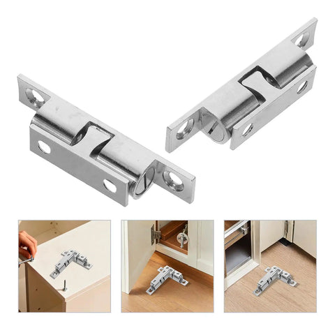 Healeep 10PCS Copper Door Catch With Silent Close Function For Kitchen Cabinets, Sturdy Snap Latch showing installation on cabinets.
