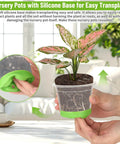 All In One Reusable Seed Starter Kit With 26 Clear 4 Inch Pots Silicone Base And Drainage For Easy Transplant shown in use