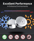 Heavy Duty 1.5 Volt Alkaline Button Coin Cell Batteries 60 Pack Providing No Sweat LR44 AG13 A76 SR44 357 Power for Extreme Environments