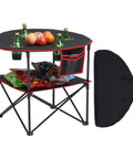 Folding Camping Table For Outdoor Adventures Portable Lightweight Picnic Table With 66 Lb Capacity Waterproof 600D Oxford Fabric Four Cup Holders Carry Bag Tailgating Camping Beach Trips