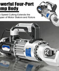 1000W Electric Hydraulic Rebar Cutter With Heavy Duty Pure Copper Motor And Hardened Quenched Head For Smooth Cutting 4-16Mm Steel Rods Great Portable Tool For Tough Construction Jobs On Site, detailed view of pump body.