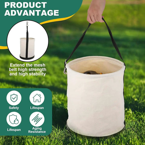 Beefed Up Heavy Duty Canvas Tool Tote Bag With Reinforced Bottom And Multiple Pockets For Contractor Gear Transport Round Canvas Tool Bucket Durable Work Organizer With Adjustable Shoulder Strap And Utility Hooks For Hands Free Mobility, white canvas bucket with strap