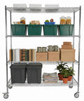 5 Tier Metal Shelving Unit With Wheels And Liners Beefy Heavy Duty Storage Rack Holds Up To 1500 Lbs Per Shelf 7500 Lbs Total