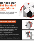 Pro Grade 2.0 RPM Auger Motor Upgrade Kit With Fire Pot, Hot Rod Ignitor, Grill Induction Fan, Ash Remover And Screws For Pellet Grills Including Traeger, Pit Boss, Camp Chef And Oklahoma Joe with white fan visible