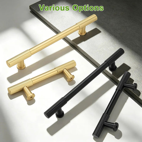 10 Pack 5 Inch Matte Black Cabinet Handles And Drawer Pulls With 128mm Hole Centers in black and gold options