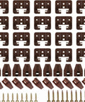 Premium Plastic Drawer Slide And Guide Replacement Kit With All Necessary Screws for furniture repair components in brown.
