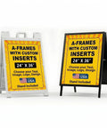 24x36 Coroplast A Frame Sign Panel With Straight Fire Custom Prints Hella Tough Weather Resistant Construction Made In USA showing white and black frames.