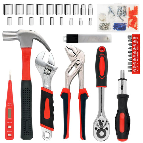 All In One 38 Piece Home Tool Kit With Portable Box The Starter Set For Dorm Life Office Fixes And Auto Repairs Durable