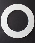 Plastic 4.25 Inch Light Trim Goof Ring for 4 Inch Recessed Ceiling Can Lighting Fixtures, off-white, shown on dark background