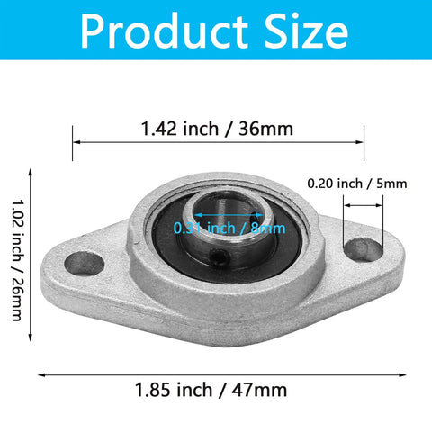 Four Pack 0.31 Inch 8mm Pillow Block Bearing Flange Bearing Self Aligning Mount For Machinery Aluminum Alloy KFL08 Replacement