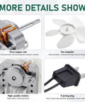 Direct Replacement Bathroom Exhaust Fan Motor For 686 687 8870 M686 S1200A000 YJF6158 120V details: coil, impeller, motor, plug