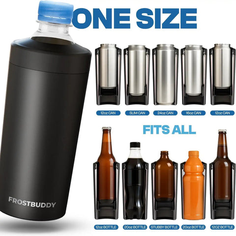 Keep Your Cans Ice Cold Straight Up With This Universal Insulated Can Cooler Sleeve That Fits 12 To 24 Oz Drinks Featuring Love Sparks Graphics For Ultimate Weekend Vibes And Tailgate Ready Setup, showcasing various drink sizes.