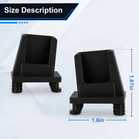 Heavy Duty 2 Pack Drawer Slide Socket Replacement Kit in black, dimensions 1.6in x 1.87in for cabinet track repair.