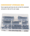 Universal Bed And Furniture Hardware Replacement Kit With Black M6 Hex Socket Cap Screws And Barrel Nuts in storage box