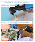 Heavy Duty Right Angle Air Grinder 9000Rpm Alloy Steel Polish Machine For Glass And Ceramics Compact Pneumatic Rotary Tool in use, screwing wood.