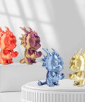 Colorful dragon figurines 3D printed with Dope Silk PLA Filament 1.75mm Blue Silver Dual Color Coextrusion For 3D Printers.