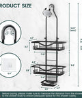 Must Have Overhead Shower Organizer With Adjustable Height Rustproof Caddy With Hooks And Soap Holder Extended Length