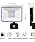 Top Shelf 50W Led Security Floodlight With Smart Motion Sensor And Pir Activation IP67 Waterproof sleek aluminum design, size 18.7cm x 18cm.