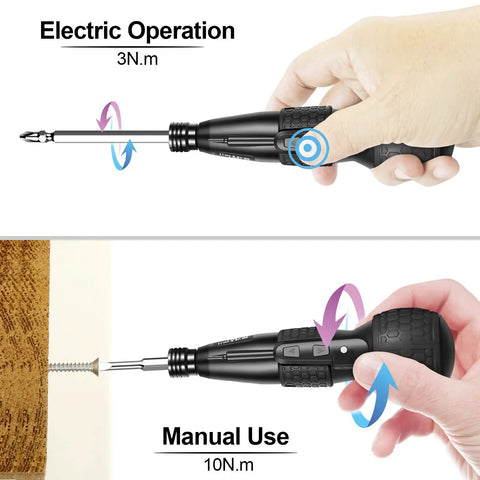 3.6V Cordless Screwdriver With Ultra Strong Magnetic Bit 2-In-1 Manual And Auto use demonstration