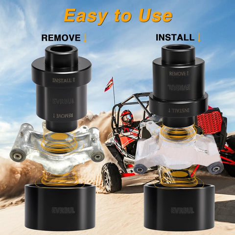 Premium High Carbon Steel Durable Wheel Bearing Install And Removal Press Tool Kit For RZR with 40mm bearings display