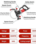 Portable Electric Circular Saw With Brushless Motor For Concrete And Stone Wall Grooving Dust Free Setup Includes Water Pump Kit 27 Cm Cutting Depth Titanium Blade For Smooth Chops Heavy Duty Work On Any Job Site with special ring saw blades and safety features.