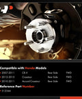 Rear Wheel Bearing And Hub Assembly Bolt-On 5 Lug Fits Honda CR-V 2007 2011 And Accord Crosstour 2010 2011 Crosstour 2012 2015 FWD Only Built To Last Heavy Duty Ball Bearings shown installed on vehicle