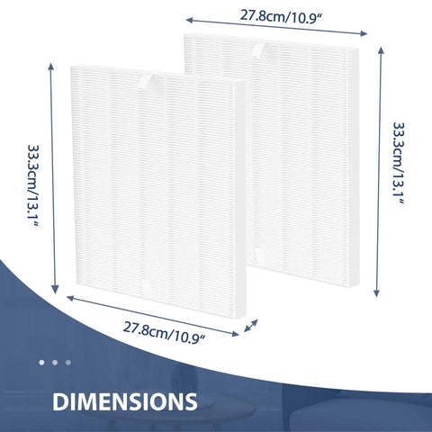 Three Pack Replacement True HEPA Filters For Winix C545 Air Purifier Easy Install Upgrade Keeps Indoor Air Fresh Premium Quality True HEPA Filter S Compatible With Part Number 1712 0096 00. Image shows two white HEPA filters with measurements 27.8cm by 33.3cm labeled.