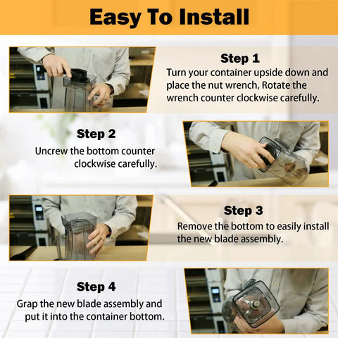 Installation guide for Wet Blade Assembly With Wrench And Drive Socket Tool Kit For Blenders Compatible With Vitamix 5200 Series 64oz And 32oz Mixer Containers Replacement Part For Kitchen DIY Repair And Smooth Blending.
