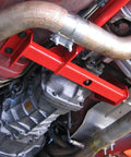 Torque Arm Relocation Kit For 1998 To 2002 Camaro Firebird With Manual Transmission Red Finish Street Ready That Boosts Launch And Driveline Stability Direct Fit For GM F Body Cars installed under chassis