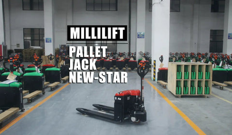 Heavy Duty Electric Pallet Jack With 3300 LB Capacity, Huge 45 By 27 Inch Forks For Easy Warehouse Moving And Logistics Truck Jobs Today in a warehouse.