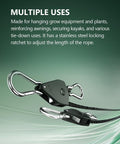 Heavy Duty Adjustable Rope Hanger Set With Ratchet Straps And Pulley Gear Four Pack One Eighth Inch Rope for multiple uses