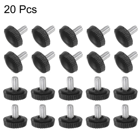 Pack of 20 M4 x 6mm Knurled Thumb Screw Clamping Knobs with Plastic Hand Grip Black, zinc plated for DIY machines and workbenches