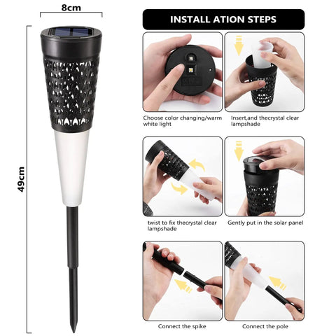 Installation steps for Solar Torch Lights Outdoor With Flickering Flame For Pathways And Garden Waterproof Landscape Lighting