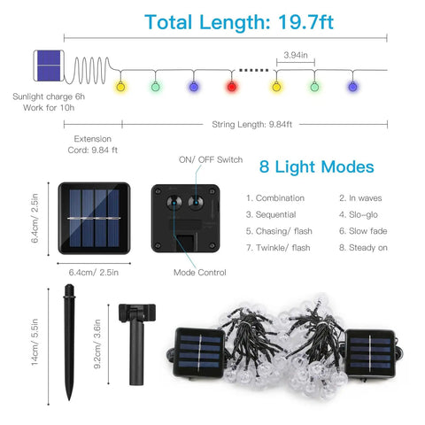 Outdoor Solar String Lights 2 Pack 100 LED Flower Shaped Lights With 8 Modes IP67 Waterproof For Patio Garden Fence Bush Christmas Tree Decor Solar Powered Easy Setup