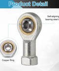 SI6T/K Rod End Bearings 6mm Bore M6x1mm Left Hand Female Thread 2 Pack Self Lubricating Chrome Steel Joints with Jam Nuts