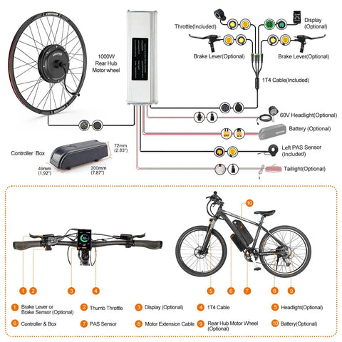 48V 1000W Front And Rear Hub Motor Ebike Conversion Kit With Display Optional Battery For 26 27.5 28 29 And 700C Wheels Built Tough And Ready To Hustle Your Daily Ride