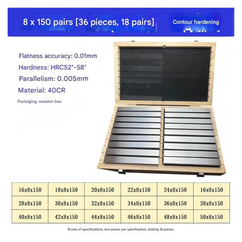 Pro Grade Parallel Gauge Blocks Set 18 Pairs Heavy Duty Alloy Steel Machine Tool Kit For CNC Milling Router And Table Saw Alignment in wooden box.