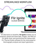 I34 240X320 App Enabled Thermal Camera With ACE OS Pro Grade Thermal Imaging AssetLink Wi Fi Cloud Ignite Integration For Easy Inspections And Quick Reports showing Flir Ignite cloud service concept next to a laptop.