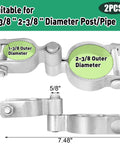 Heavy Duty Gate Hinges For Dual Size Posts One Three Eighths Inch And Two Three Eighths Inch Adjustable Universal Post Hinges With Bolts And Nuts Zinc Plated Steel Two Pack Includes Two Male And Two Female Hinges For Swing Gates shown from top and side view