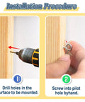 Installation procedure for Hard As Nails Eye Hooks And Screw Eyes Assortment Kit with drilling and screwing steps.