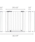Walk Through Baby Safety Gate With Stay Open Feature Kid Safe For Busy Homes Pressure Mounted Double Locking Latch One Handed Operation Fits 29.5 To 39 Inches Model CK037 diagram