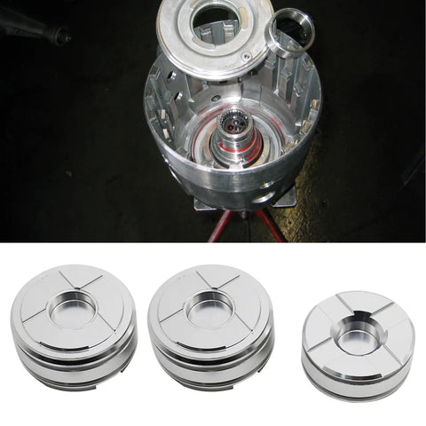 Accumulator Piston Kit for 4L60E 4L65E 4L70E Transmission Pinless 1-2 3-4 Get Smooth Shifts, Fix Slippage, GM Auto Transmission Rebuild Part, Replacement for 77987-01K 7798-03K, 2-Piece shown with kit parts and transmission bore