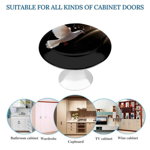 Two Pack Cabinet Knobs Antique Stainless Steel Round Drawer Handles With Sleek Aesthetic Finish And Smooth Surface Durable Premium Metal, black round cabinet knob with bird design