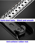 Heavy Duty Kitchen Cabinet Drawer Slides Black Metal 1 Pair Adjustable From 20cm To 50cm Drawer Runners With Easy Install Nylon Clips And Screws For Quick Durable No Fuss Kitchen Cabinet Organization, black steel ball-bearing slide