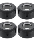 Four Piece ER32UM M40 Collet Clamping Nuts For CNC Milling Lathe Chuck Holder Replacement, cast steel, front view of nuts.